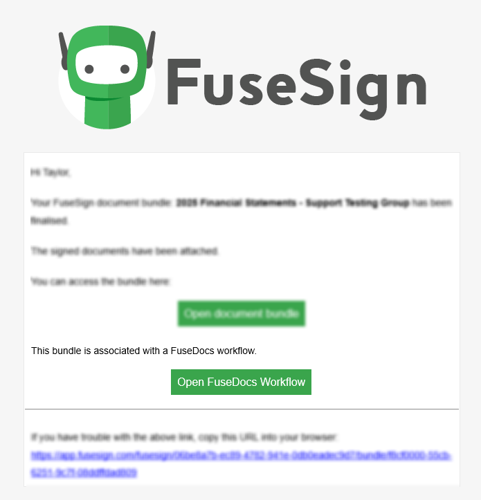 Firm finalisation email with FuseDocs Workflow
